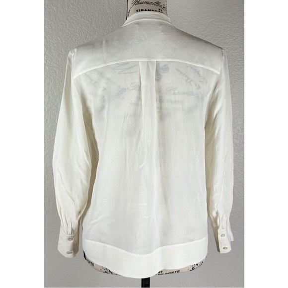 Everlanr Women's Ivory 100% Silk Button Down Blouse, size 0 - Picture 5 of 8